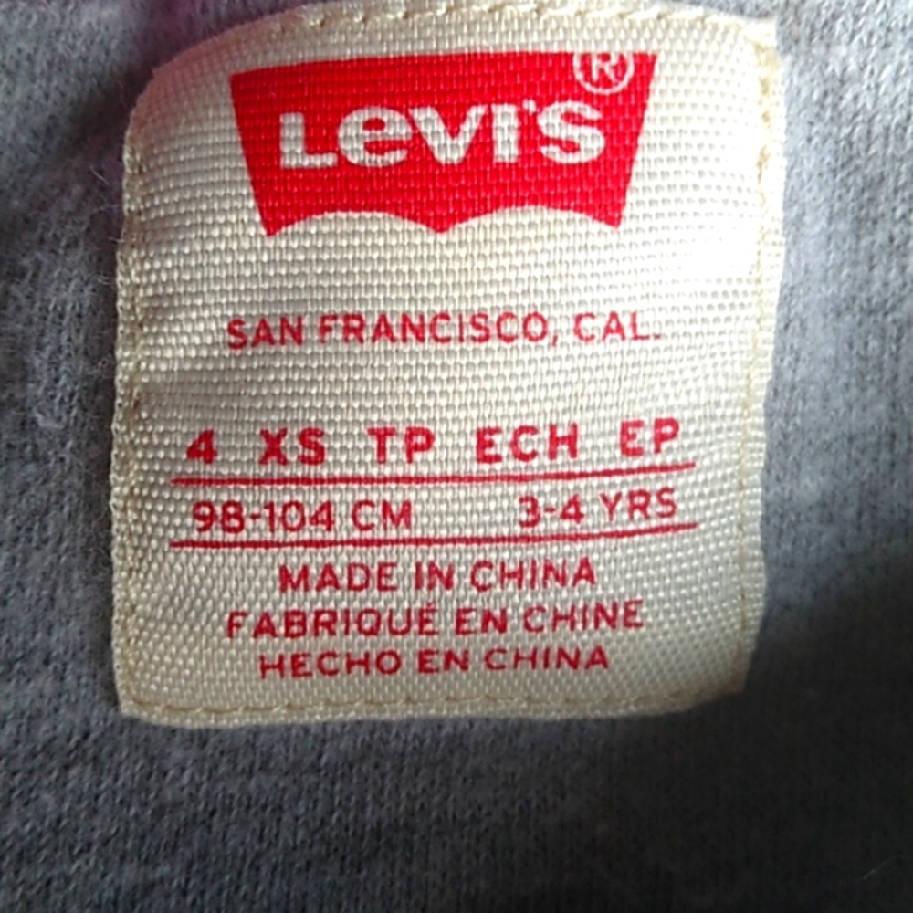 Levi's Sweatshirt. Gray with Crayola Rainbow Colored Accents Sx 4 (xs) - Picture 4 of 5